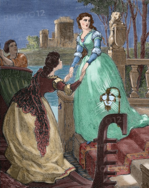 William Shakespeare (1564-1616). English writer. Romeo and Juliet. Engraving, Colored.