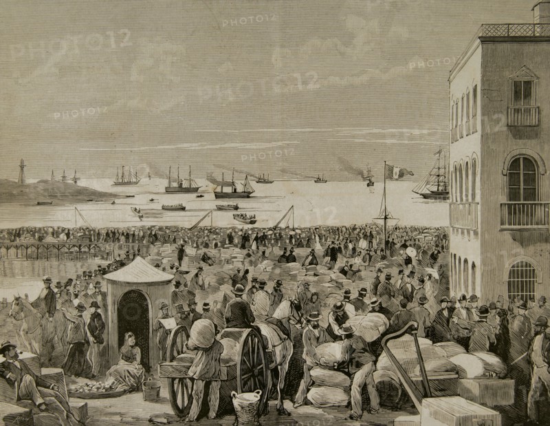 Chilean getting out after unlocking of the port of Iquique (Peru).
