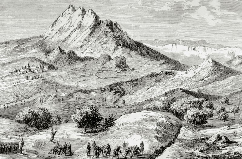 Panorama of the place of the battles of Santa Barbara de Oteiza and Montejurra.