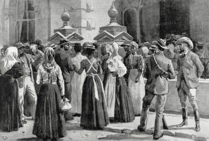 Exodus of Johannesburg. Native people leaving from the city.