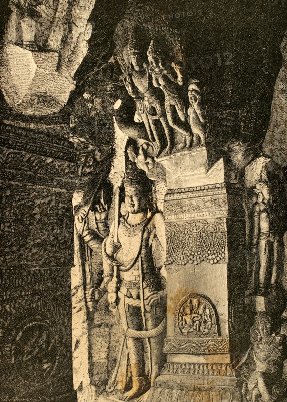 God Vishnu in a temple-cave of Badami, India.