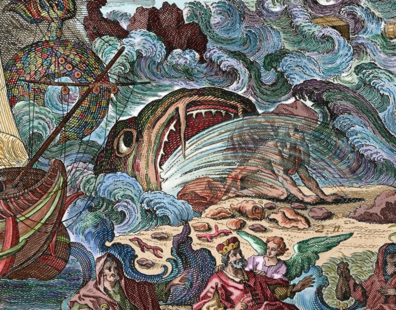 Jonah vomited by the great fish upon the shore.