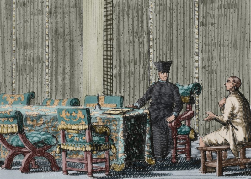 Inquisition. Inquisitor questioning a defendant.