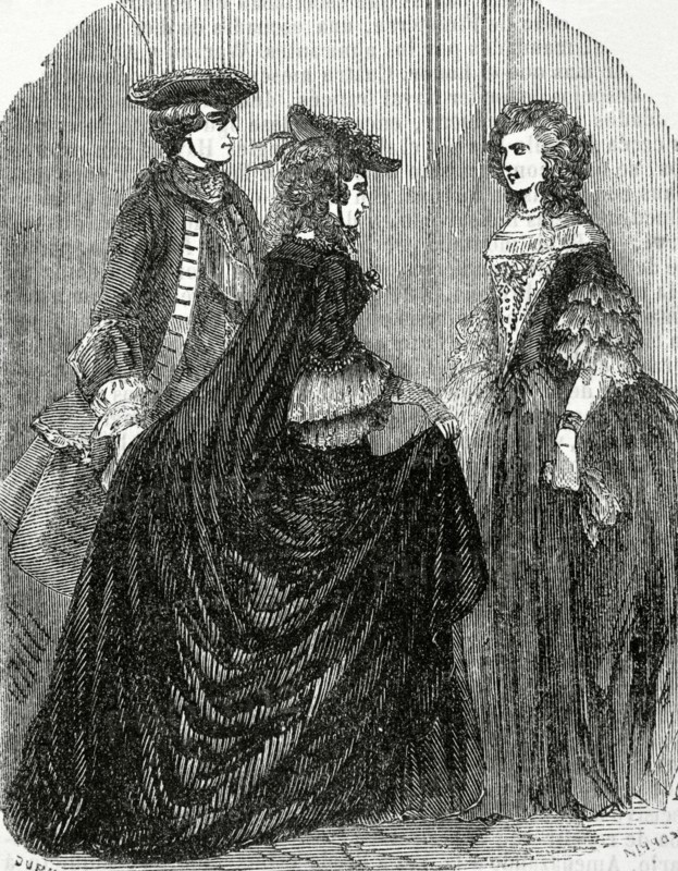 King Louis XV of France and his mistress Marie-Anne of Mailly-Nesle, saying goodbye to the Queen Maria Leszczynska.