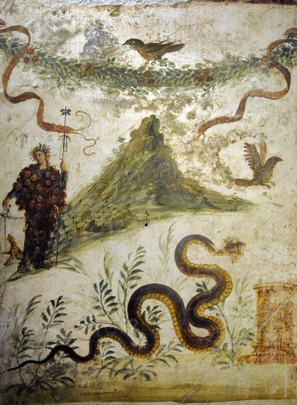 God Dionysus with a bunch of grapes.