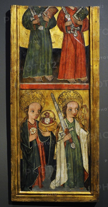Saint Peter, Saint Paul, Saint Dorothy and Saint Catherine.