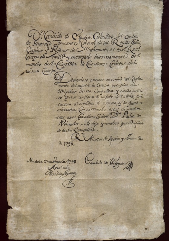 Pedro Velarde y Santillan (1779-1808). Spanish captain. Velarde appointment as brigadier.