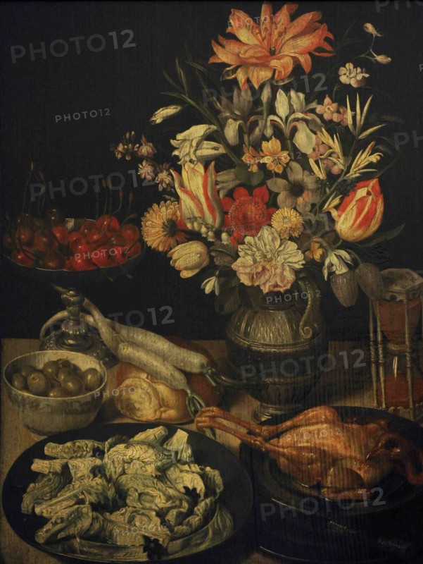 Still Life with Flowers and Snacks.
