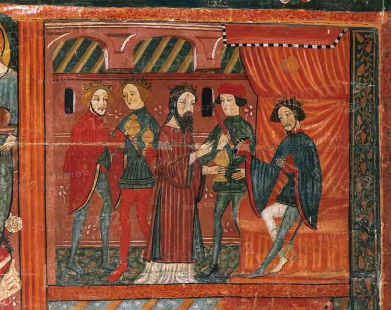 Three Wise Men. Altarpiece of Bellver de Cerdanya. Painted wood. 14th C., by workshop of Seu D'Urgell.