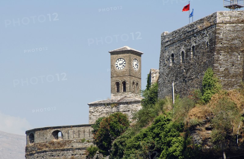 Gjirokaster, Castle, 18th century and the clock tower.