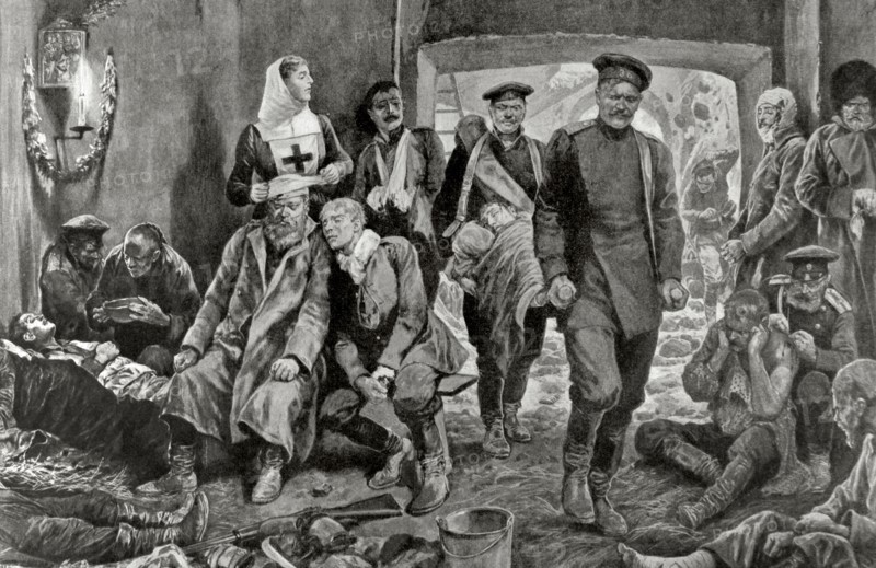 Campaign hospital of the Russian troops in Manchuria.