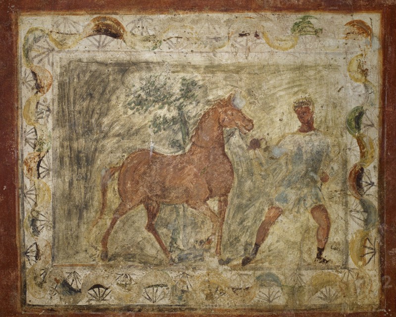Taming horse. Roman painting. Domus. 4th C. Merida (Augusta Emerita). Spain
