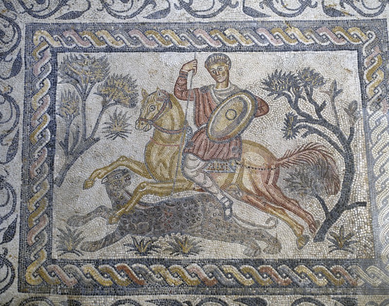 Mosaic of a panther from the Roman Villa of Las Tiendas, Merida, Spain. Roman Civilization, 4th century