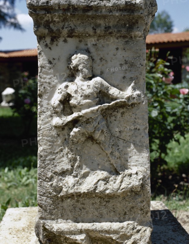 Roman art. Turkey. Aphrodisias. Ancient Greek city. Gladiator. Relief.