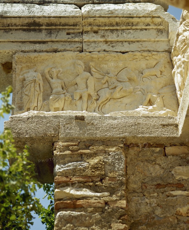 Turkey. Ephesus.  Temple of Hadrian. 2nd century. Frieze reliefs.