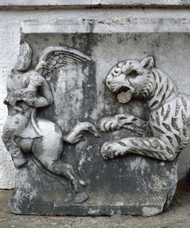 Roman art. Turkey. Mileto. Relief of Cupid and Panther.
