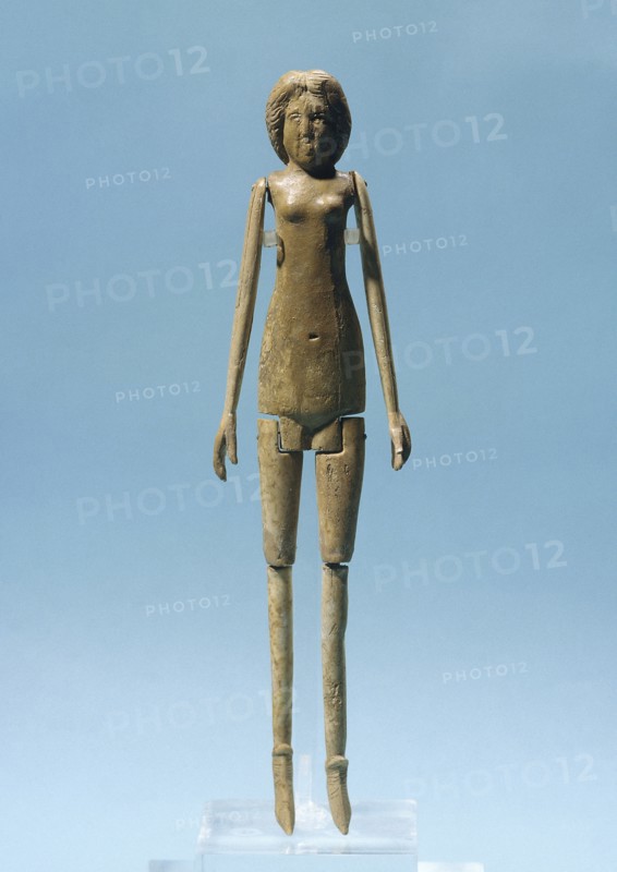 Roman doll. Articulated arms and legs. Ivory. From Necropolis of Ontur. Archaeological Museum of Albacete. Castille-La Mancha. Spain.