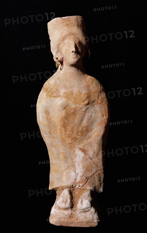 Punic Art. Figurine of a goddess with slopes. Terracota. From Ibiza, Balearic Islands, Spain. Episcopal Museum of Vic. Spain.