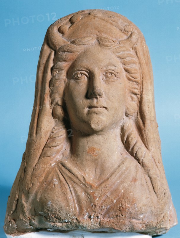 Roman antefix. Terracotta. Goddess Diana. From Tarragona. 1st c. Episcopal Museum of Vic. Catalonia. Spain.