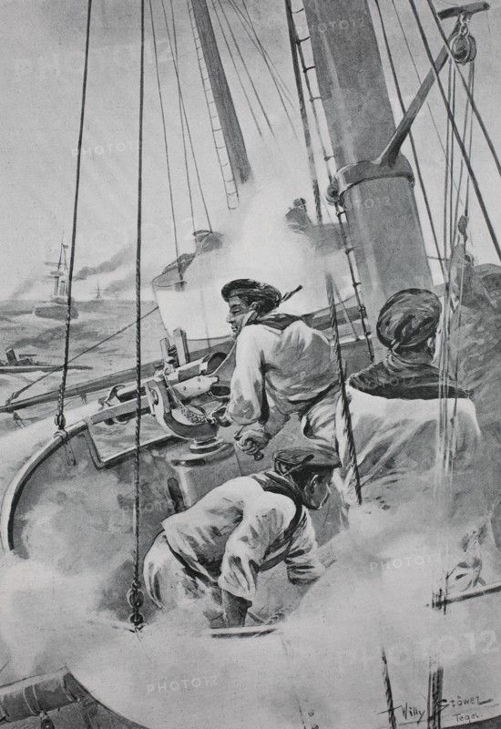 in the battle mast of a cruiser of the navy