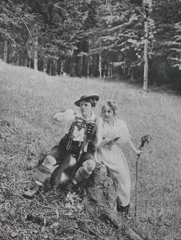 Young couple feels caught at a meeting on the alm