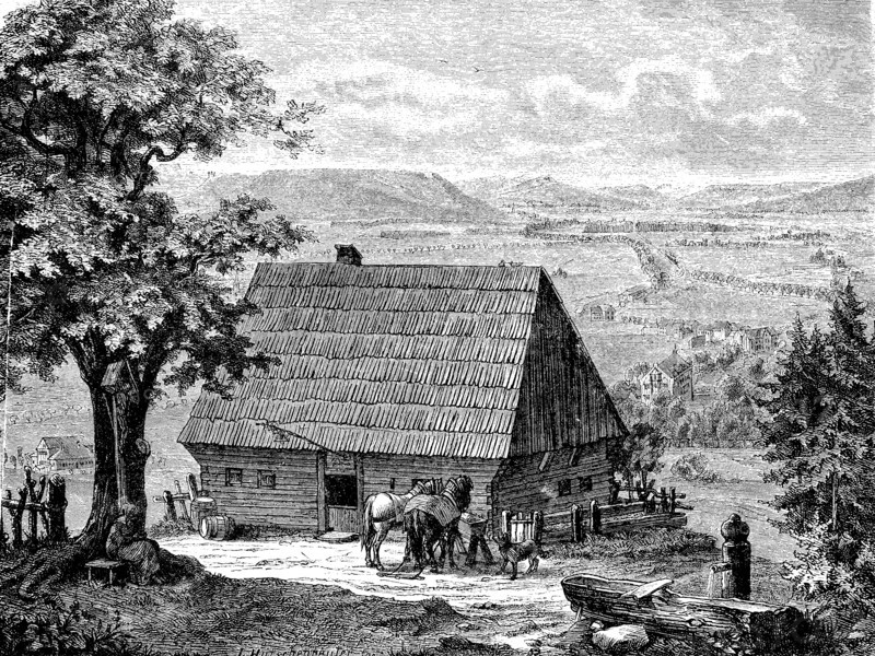 The small inn Judenbacher Luther Wirtshaus on the mountain Schoenberg near city of Sonneberg
