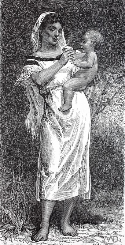 Frau mit Baby auf dem Arm