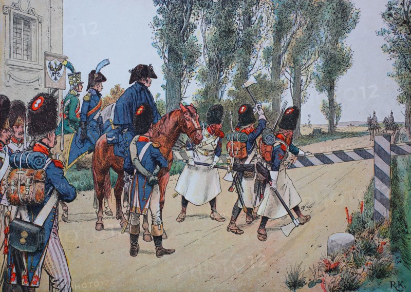 the troops of Napoleon I. in october 1805 under general Kellermann passed near sickershausen the prussian area  /  Die Truppen von Napoleon I. im Oktober 1805 unter General Kellermann passierten in der Nähe von Sickershausen das preußische Gebiet