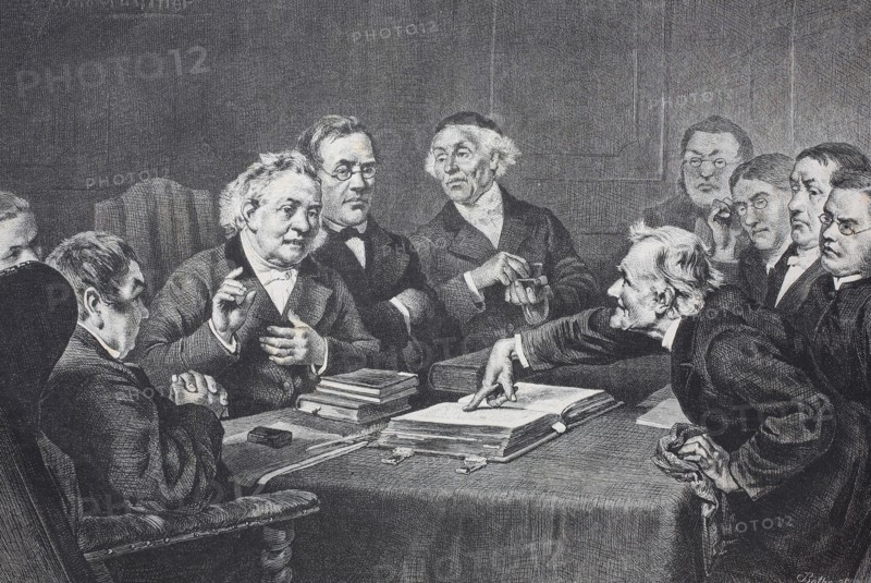 theologians in a discussion  /  Theologen in einer Diskussion