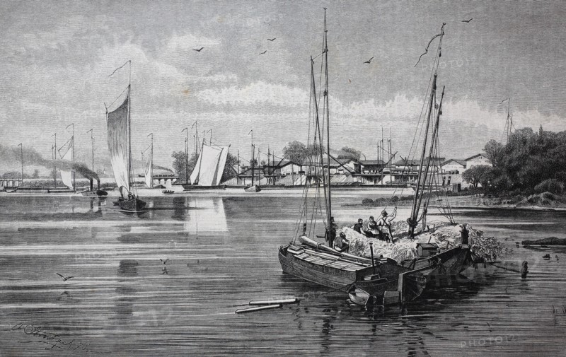 the harbor of Wallwitzhafen on river Elbe