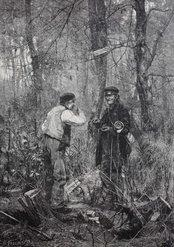 forest workers during a break  /  Waldarbeiter während einer Pause