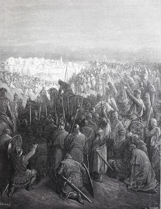 The knights in sight of the city of Jerusalem