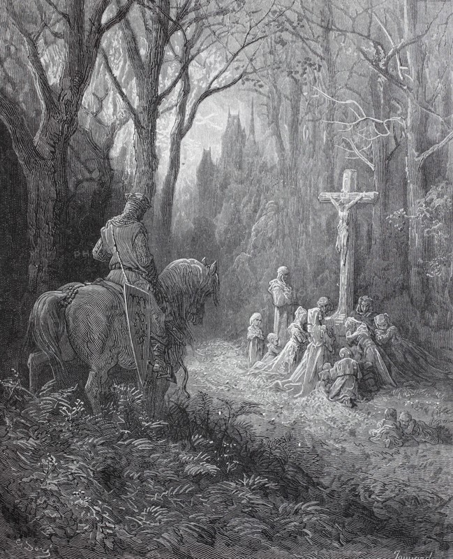 the return of a knight after a victory of the crusaders