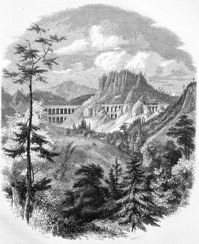 Semmering railway bridge with surrounding mountain scenery