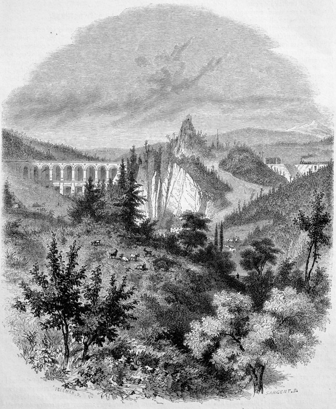 Semmering railway bridge with surrounding mountain scenery
