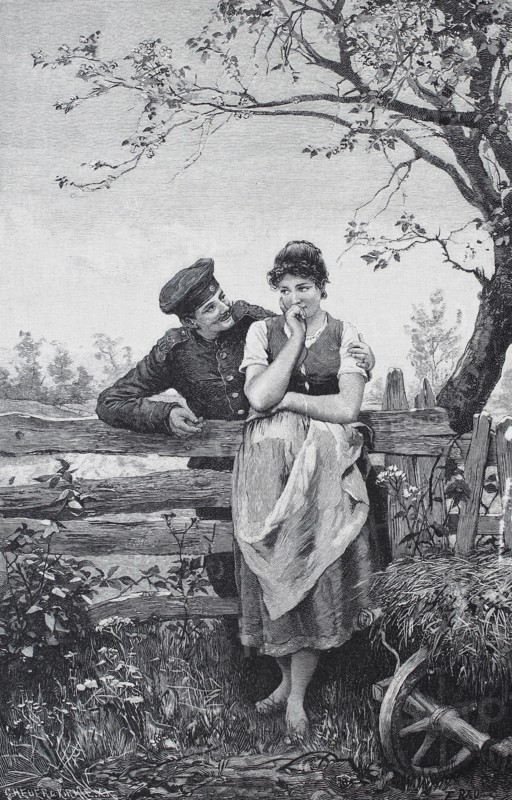 young couple in love in the country