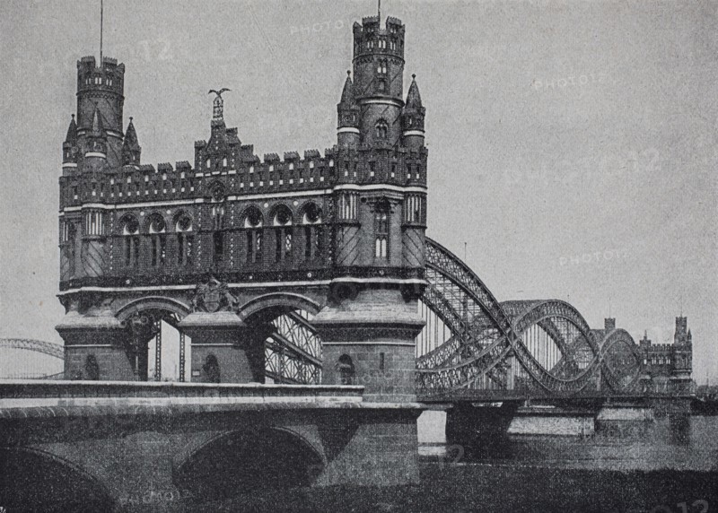 Railway bridge over the river Elbe near Hamburg