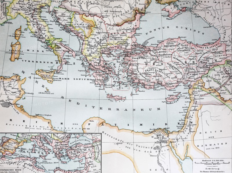 a historical map of the Byzantine Empire in the year 1000