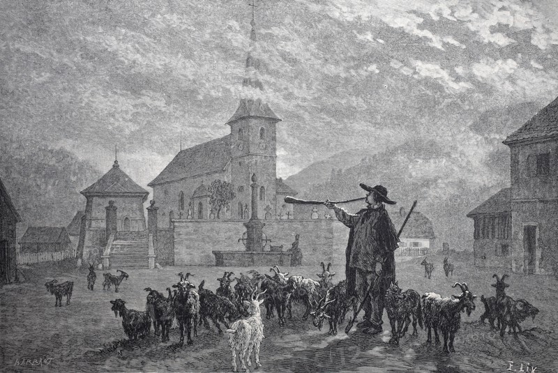 goatherd in a village in Alsace
