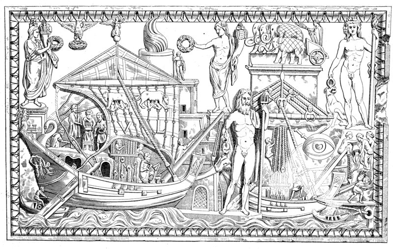 The Tiber port with merchant ships in Rome