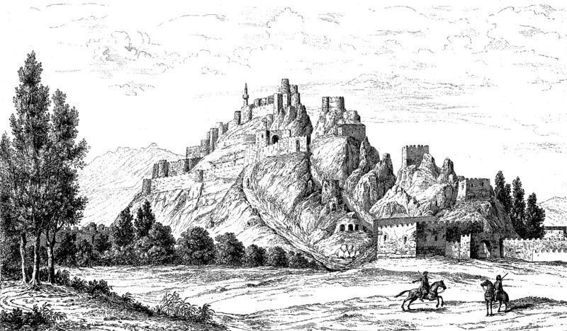 View of the old rock fortress Wan