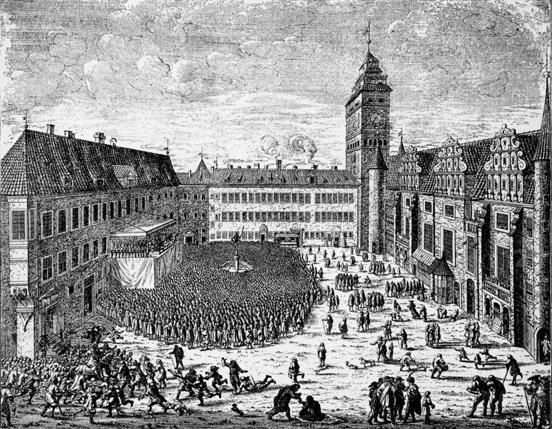 Homage to the Prussian Estates at Königsberg in Prussia on the 18th Occrober 1663  /  Huldigung der preußischen Stände zu Königsberg in Preußen am 18. Okrober 1663