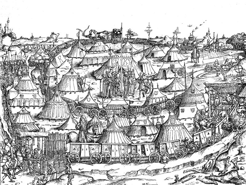 a camp fortified with a double wagon fortification in the 15th century