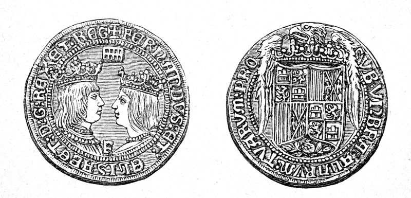 Gold doubloons by Ferdinand and Isabella