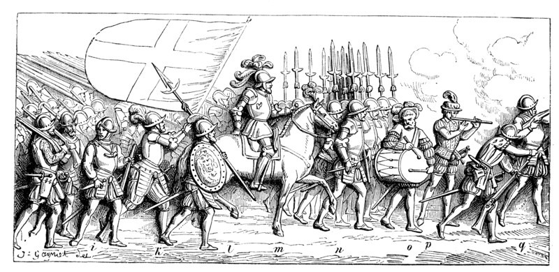 Landsknechte advance to attack
