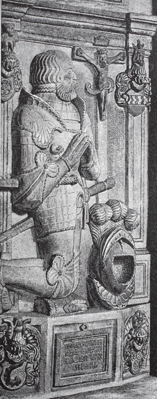Götz von Berlichingen relief on his tombstone in Schönthal Monastery