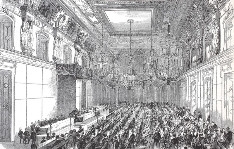 a session of the United State Parliament in the white hall of the royal palace in Berlin