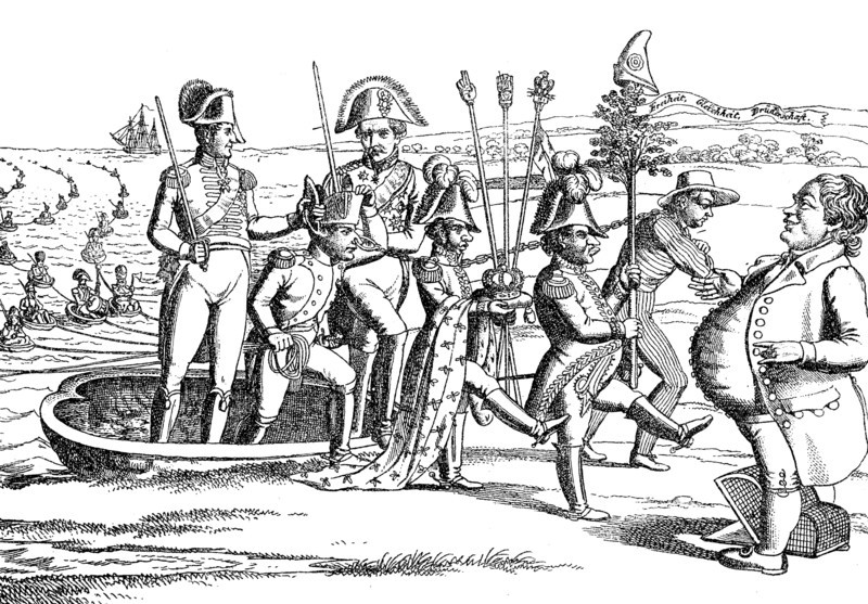 Mocking picture of Napoleon's English captivity  /  Spottbild auf Napoleons englische Gefangenschaft