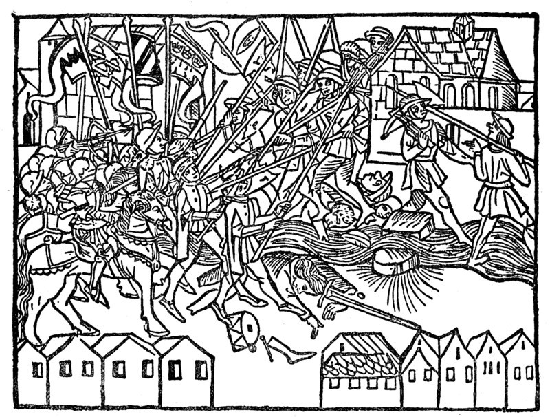Street fighting in a medieval city