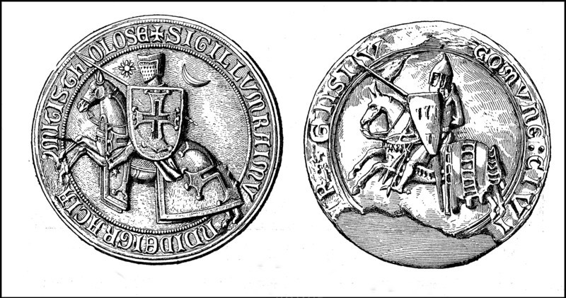 Seal of Raimund VI. of Toulouse and Simon de Montfort